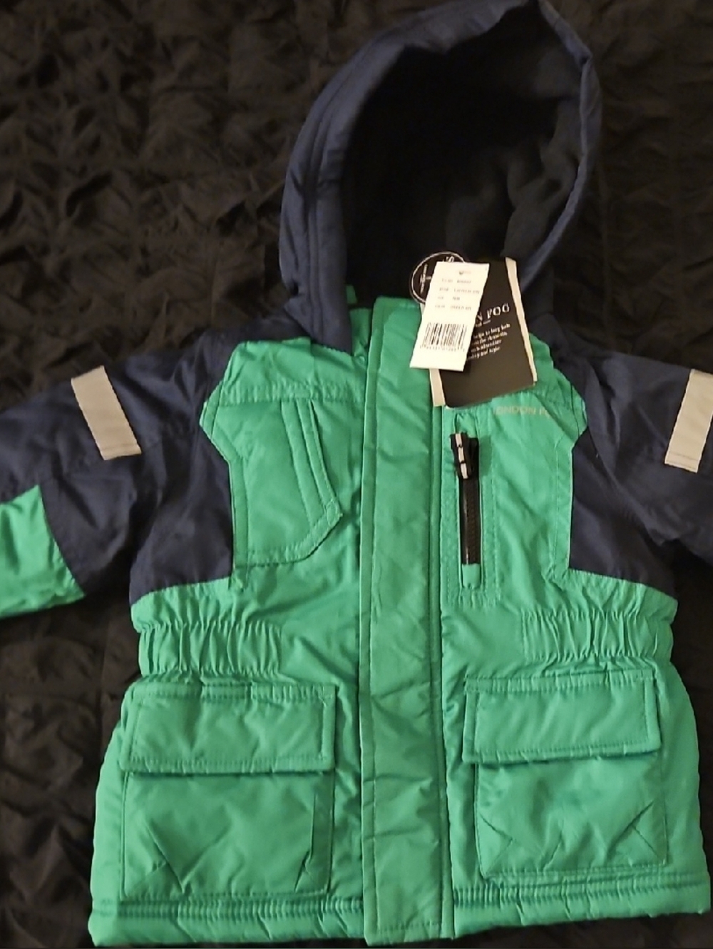 London Fog -Children's Hooded Winter Jacket And Snow Pants in Green and Navy